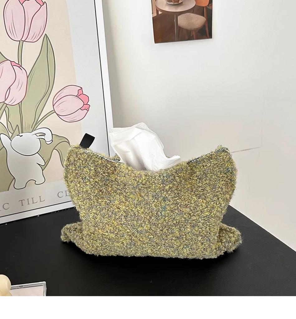 Nordischer Stil Wolle Gestrickt Taschentuchbox Auto Innenraum Dekoration Heimdeko Milchweiß Stoff Taschentuchhalter Hängende Tasche