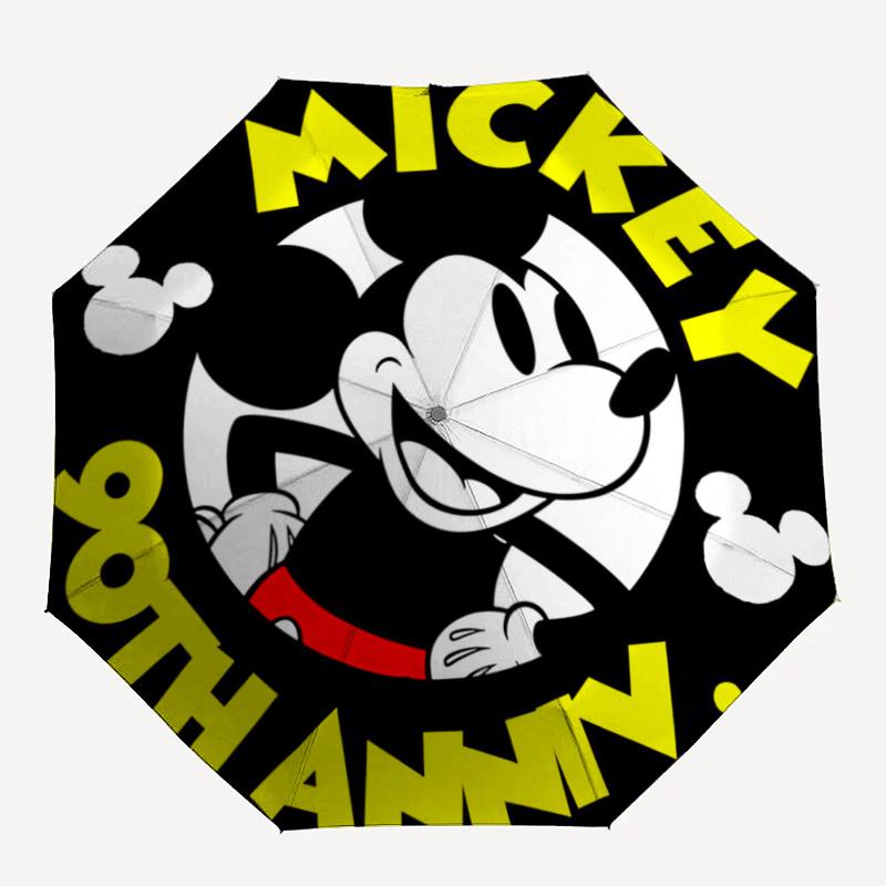 1pc Mickey Mouse 90th Anniversary Fully Automatic Folding Portable Umbrella, 8 Iron Frames, Three-Fold Design, Suitable for All Seasons, Sui
