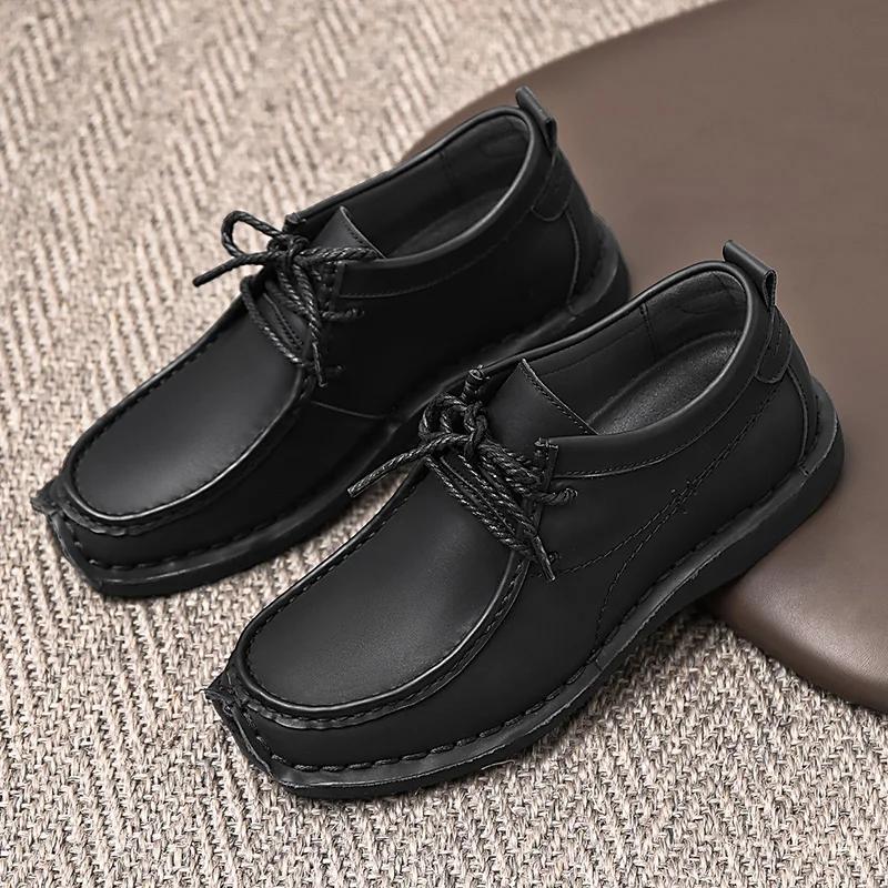 Genuine Leather Mens Casual Shoes Designer Business Work Shoes Brand Comfortable Walking Sneakers Lace Up Sport Shoes Mocassins