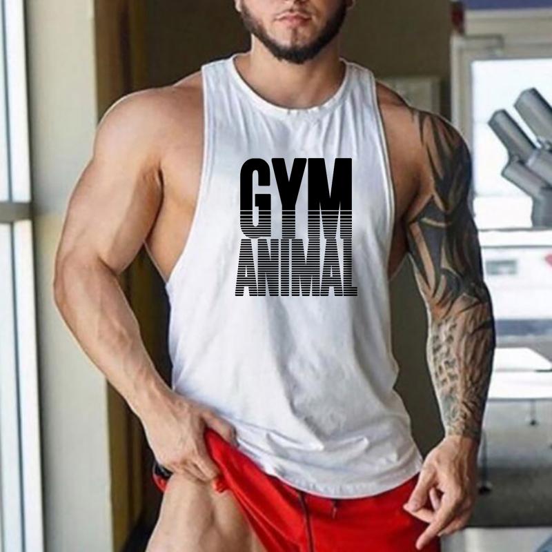 Muscleguys Men Bodybuilding Stringers Sleeveless Vests Gym Fitness Tank Tops Summer Cotton Sport Clothing European and American Hurdle Tops