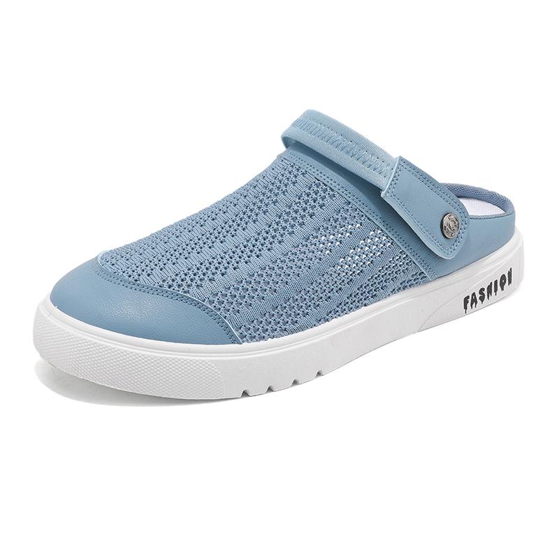 Mesh Half Shoes For Men Mules Flat Board Shoes Slippers Summer Backless Loafers Slippers Man Slides Mens Open-back Casual Shoes