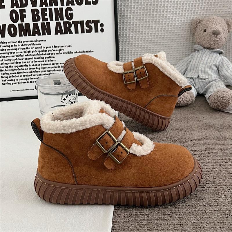Women's Large Size Thick Sole Soft Sole Winter Warm Fur Snow Boots Padded Lined Ankle Boots Anti-slip Hiking Sports Cotton Boots