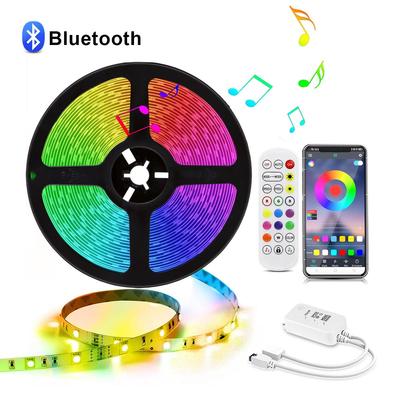 Světla s LED páskem Bluetooth pro pokoj Ložnice Světelný řetěz víla DC12V 5050 SMD RGB Flexibilní páska TV Podsvícení Domácí dekorace EU nebo US adaptér