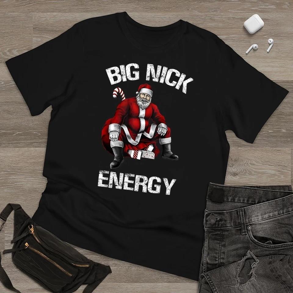 Big Nick Energy Funny Santa Christmas Vintage T Shirt S-5XL Q8631 Unisex T-Shirt M