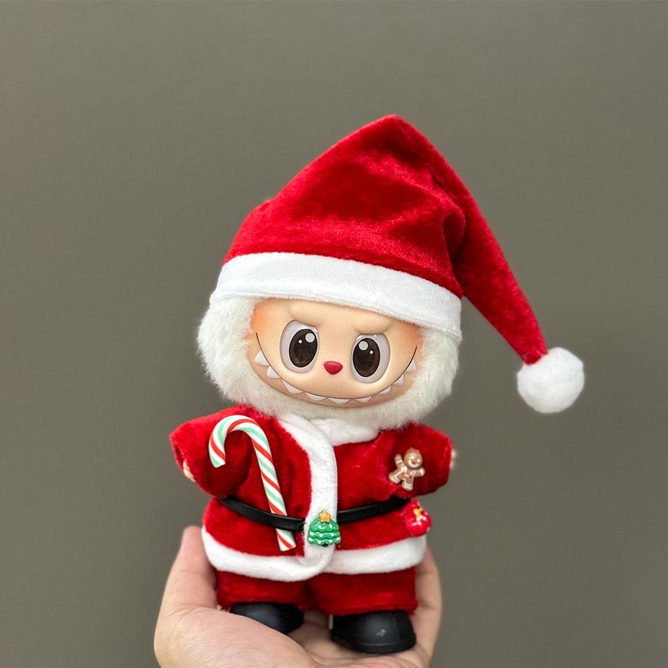 For 15-17cm Labubu V1/V2/V3 Mini Doll Clothes Outfit Merry Christmas Hat ClothesScarf Elk Snowman Doll Accessorie Party Game Toy