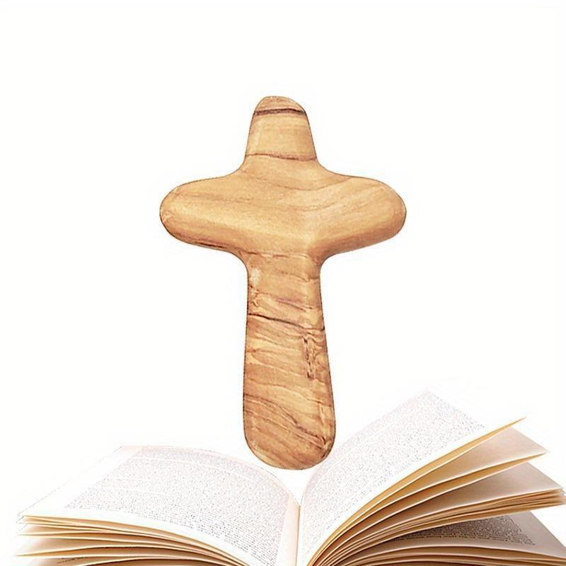 Palm Cross Olive Wood Smooth Hand Cross Wooden Prayer Cross Christ Ornaments Holding Crosses Religious Charm Necklace Pendant