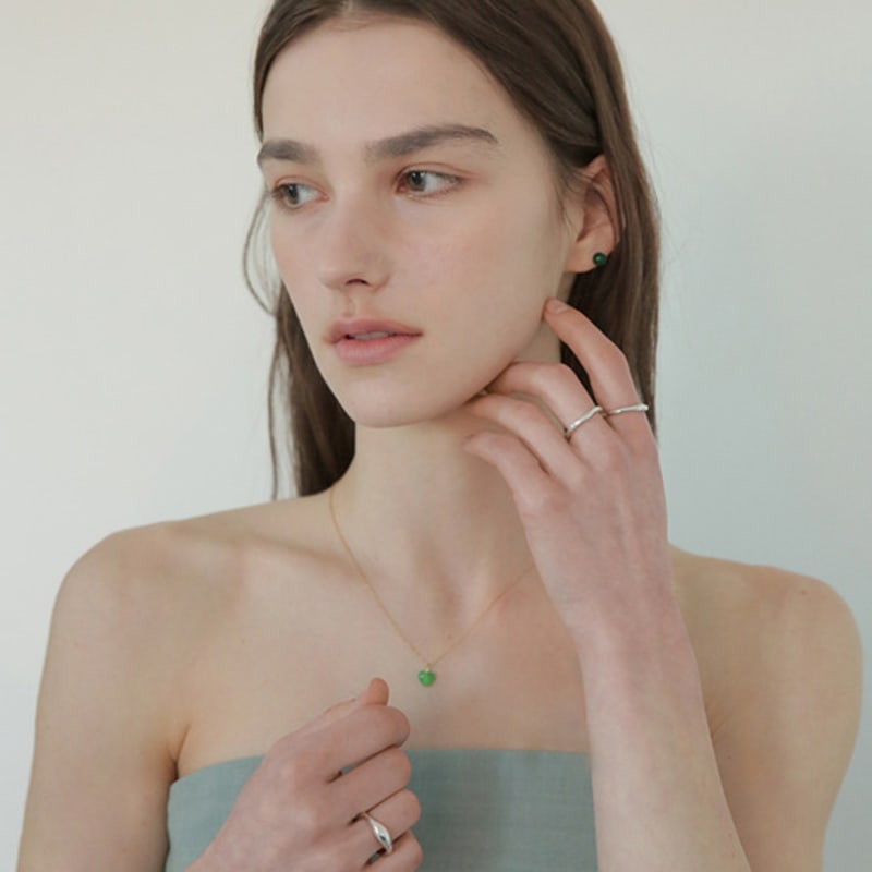 Modernlike Silver 925 Green Onyx Pearl Earrings