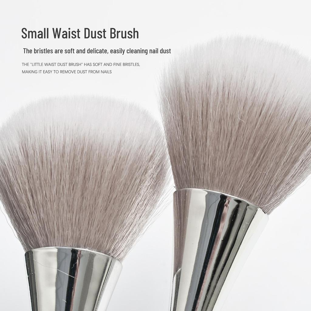 Silver Slim Waist Nail Dust Brush - Soft Bristle Makeup & Cleaning Tool