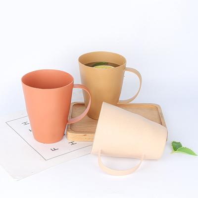 Creative Wheat Straw Coffee Mug, Mouthwash Cup, Toothbrush Holder, Plastic Travel Portable Tea Cup with Handle