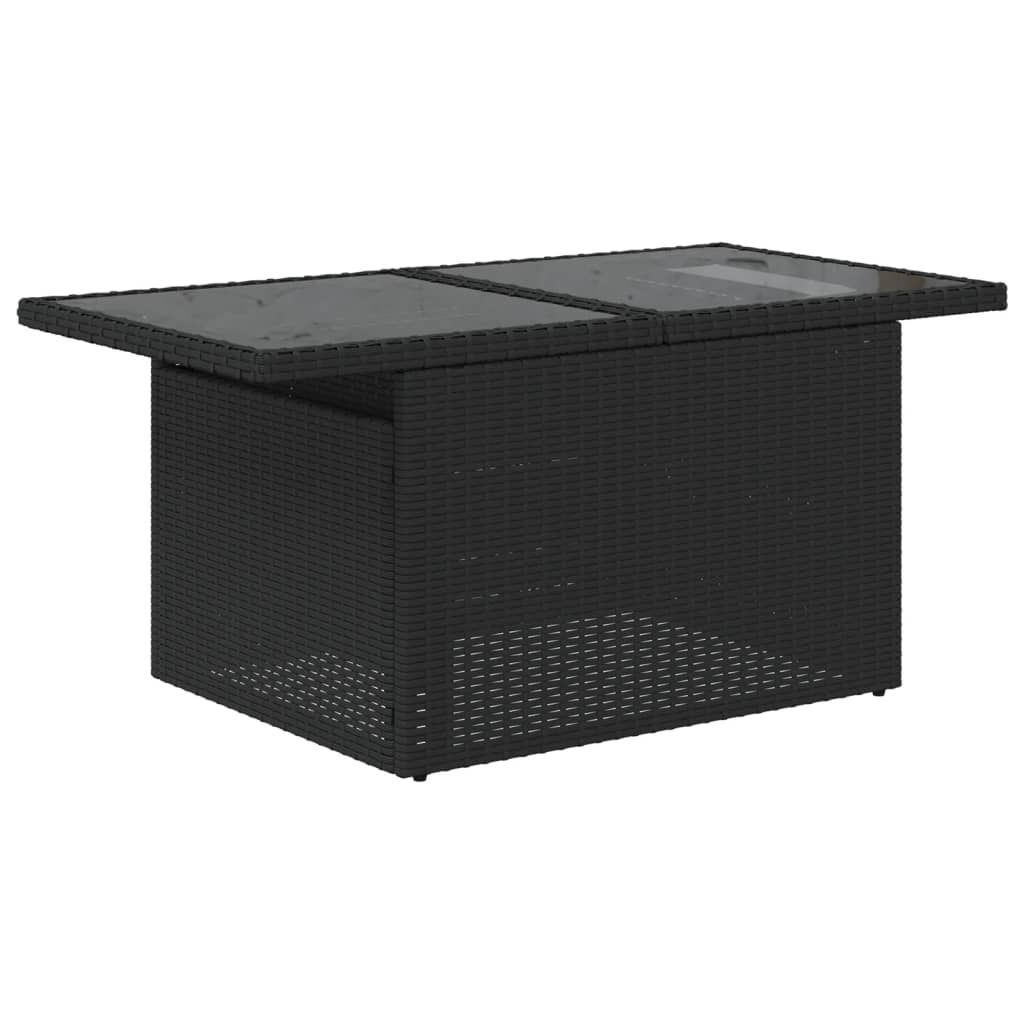 7-teiliges Gartensofa-Set mit Kissen Schwarzes Poly-Rattan