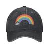 Vintage Tęczowa Czapka Baseballowa LGBT Gay Pride Styl Unisex Zniszczony Jeans Snapback Kapelusz Aktywności na Świeżym Powietrzu Regulowany Dopasowanie Czapka Kapelusz