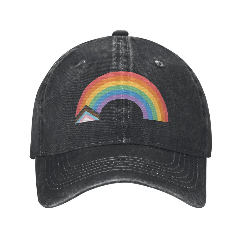 LGBTQ Rainbow Baseball Cap Vintage Distressed Denim Gay Pride LGBT Awareness Ally Snapback Cap Unisex Outdoor All Seasons Caps