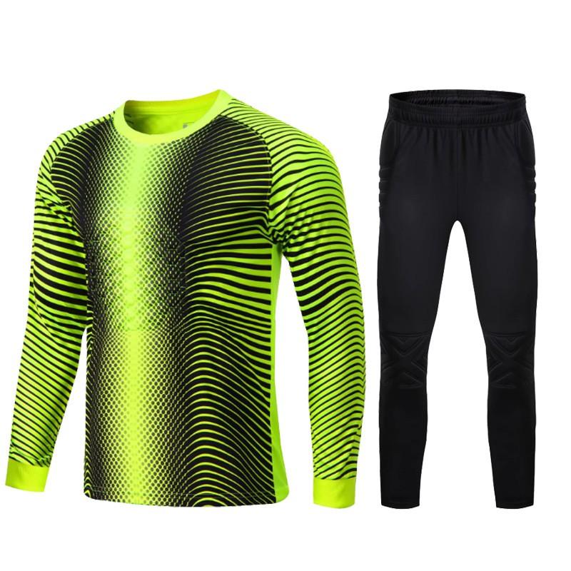 Mens Youth Goalkeeper Kit Long Sleeve Soccer Jersey Set Breathable Bamboo Fiber Uniform Training Match