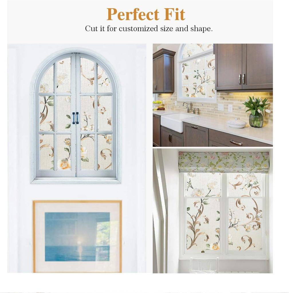 Window Privacy Film Static Cling NonAdhesive Glass Film Frosted Window Cling Anti UV Removable Heat Control Decorative Door Film