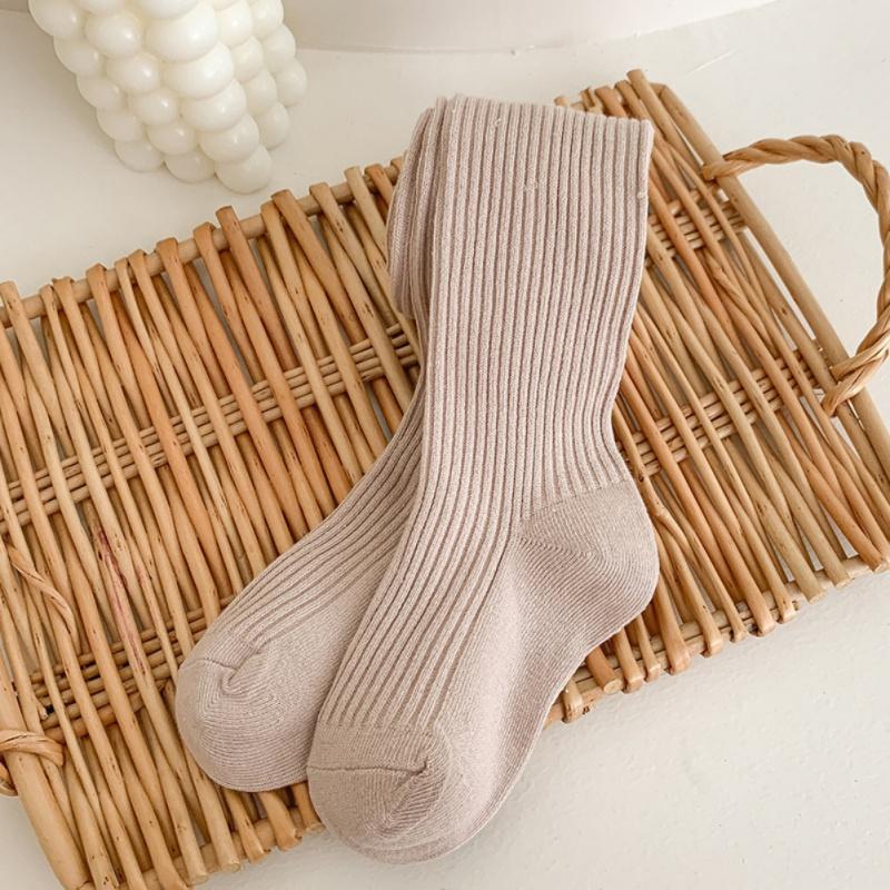 Girls' Pantyhose Children's Leggings Solid Color Vertical Striped Kids Pantyhose