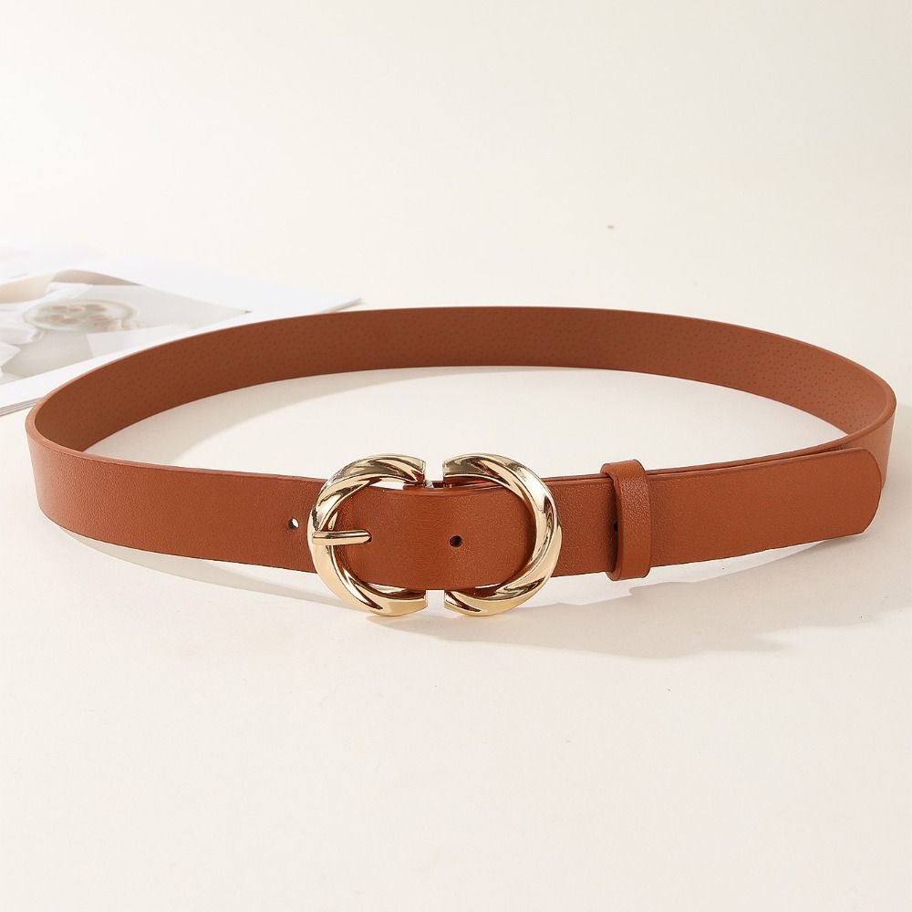Casual Double D Buckle Waistband Simple Waist Strap Women Fashion Leather Belt  Waist Decoration