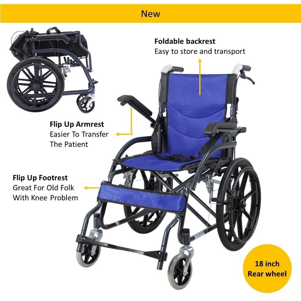Foldable Self Propel Wheelchair Portable Lightweight Travel Push Chair