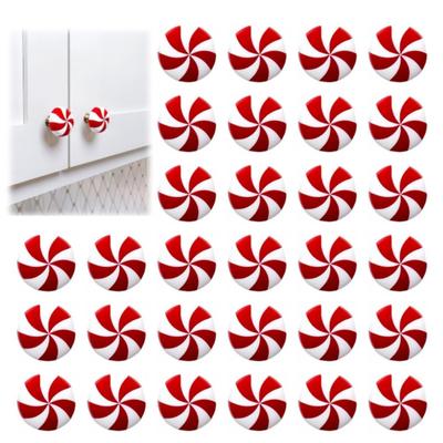 Pumpkin Door Knob Covers Halloween Christmas Cabinet Drawer Pulls Red White Swirl Candy Design Cabinet Handles Easy Slip-On Holiday Decor