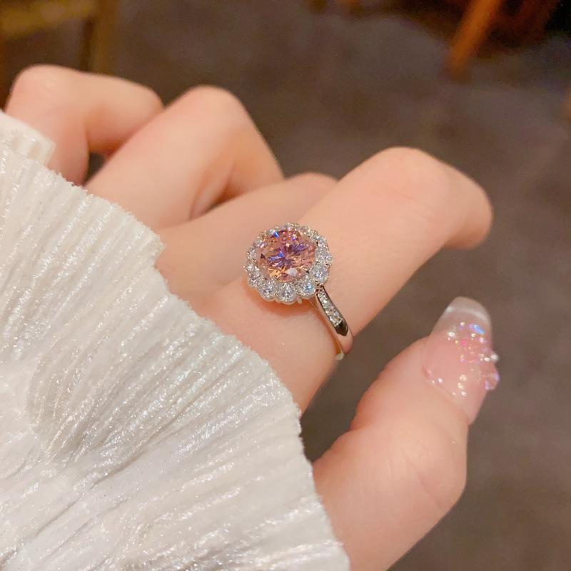Luxury Fashion Full Diamond Round Open Ring For Women Versatile Jewelry