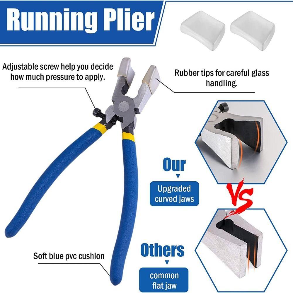 

10 PCS Heavy Duty Glass Cutter Curved Opening Bolt Cutter Tile Cutting Set Breaking Tool Kit