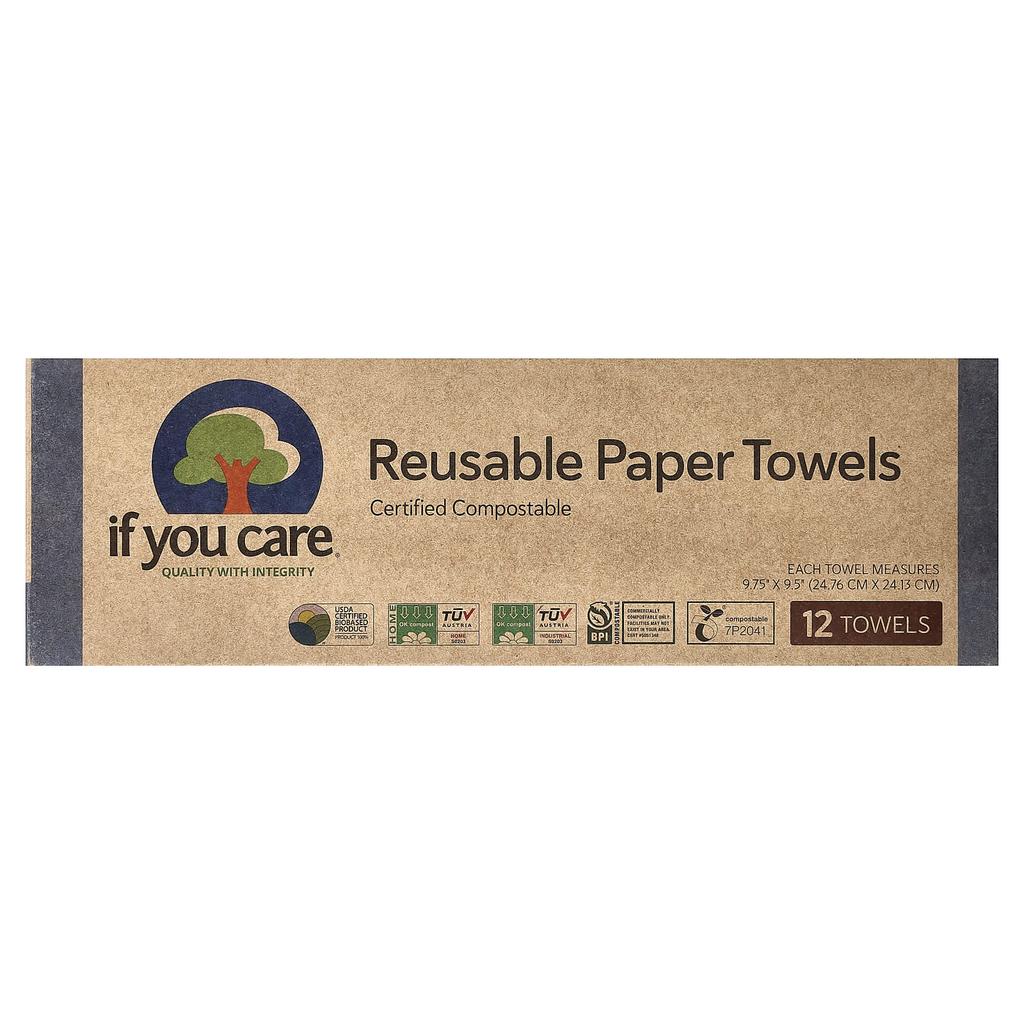 If You Care, Reusable Paper Towels, 12 Sheets