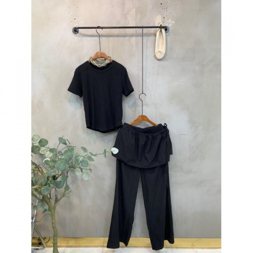 C S In The Room Loop baSarak Strap Wrap Layered Straight Wide pantS 4Color
