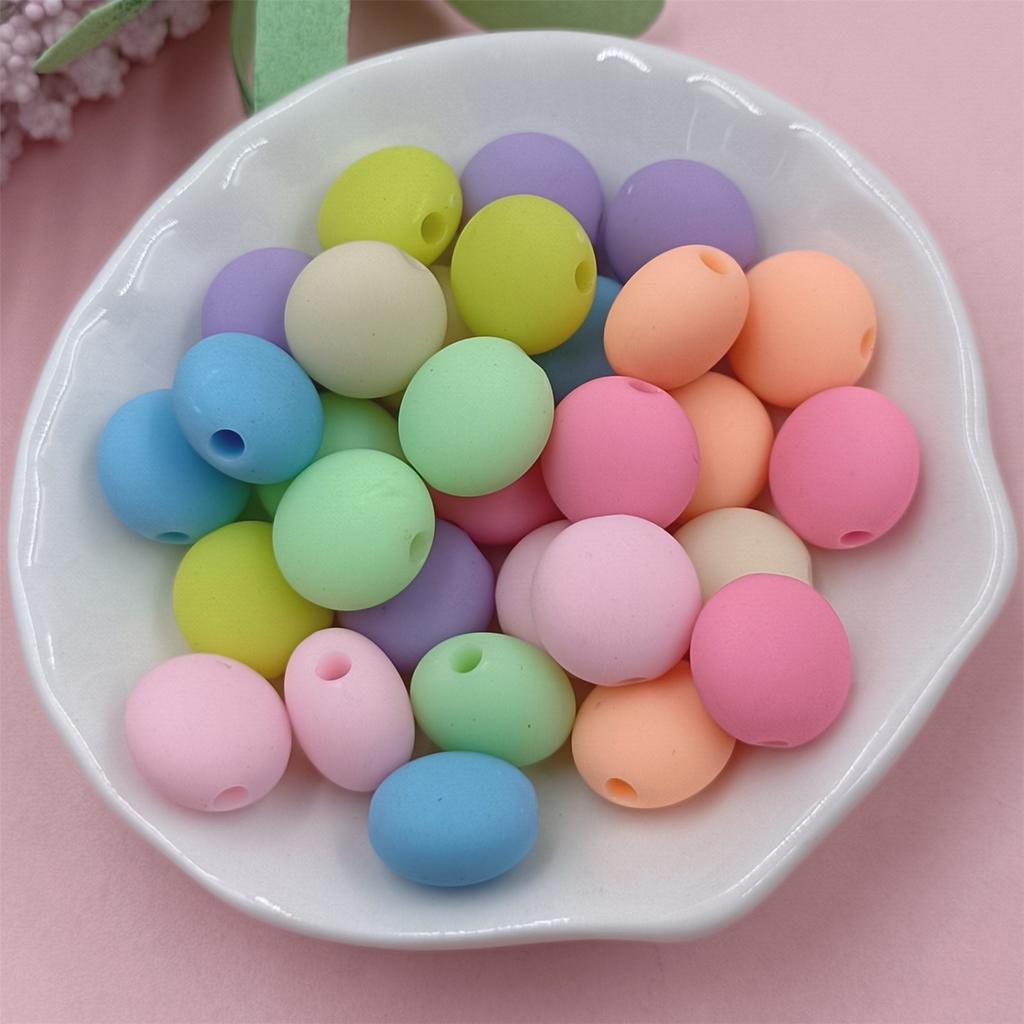 Beaded Material Necklace Bracelet 30pcs Solid Color Fashion Rubber Jewelry Accessories Handmade 12mm Flat Round Beads DIY  Accessories