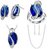 Fashion Women Rainbow Faux Topaz Pendant Necklace Earrings Ring Jewelry Set