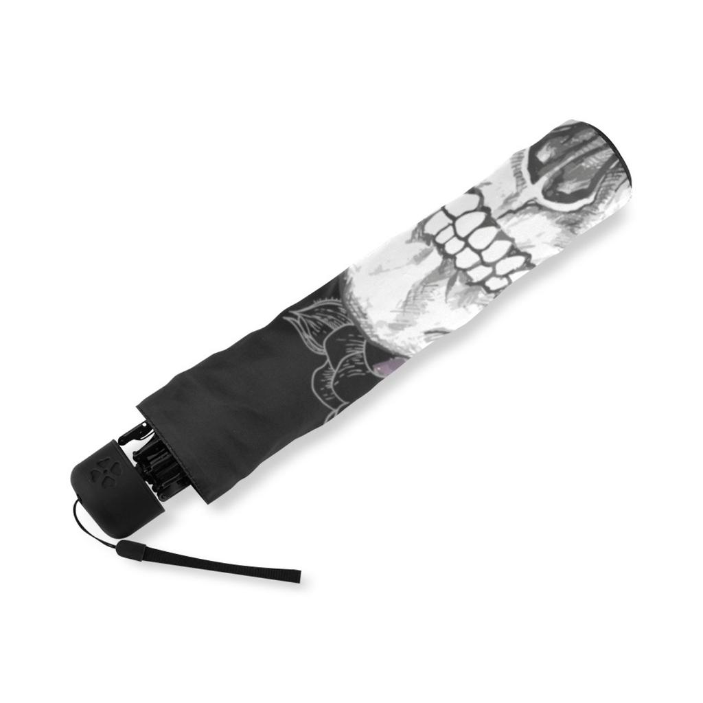 Flowers Skull Umbrella Women Foldable Rain Umbrella Hand Open Wind Resistant Windproof Travel Umbrella