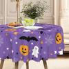 1 Purple And Black Decorative Tablecloth, Haunted House, Halloween Event Easy-To-Clean Tablecloth, Suitable For Round Tables