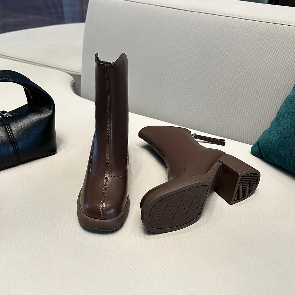 Boots Women'S High Heel Short Boots Women'S Single Boots Thick Heel Skinny Boots Small Martin Boots