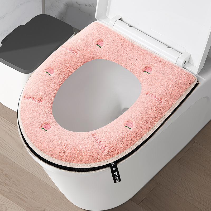 Toilet seat household four seasons toilet cover universal waterproof simple zipper embroidered toilet cover