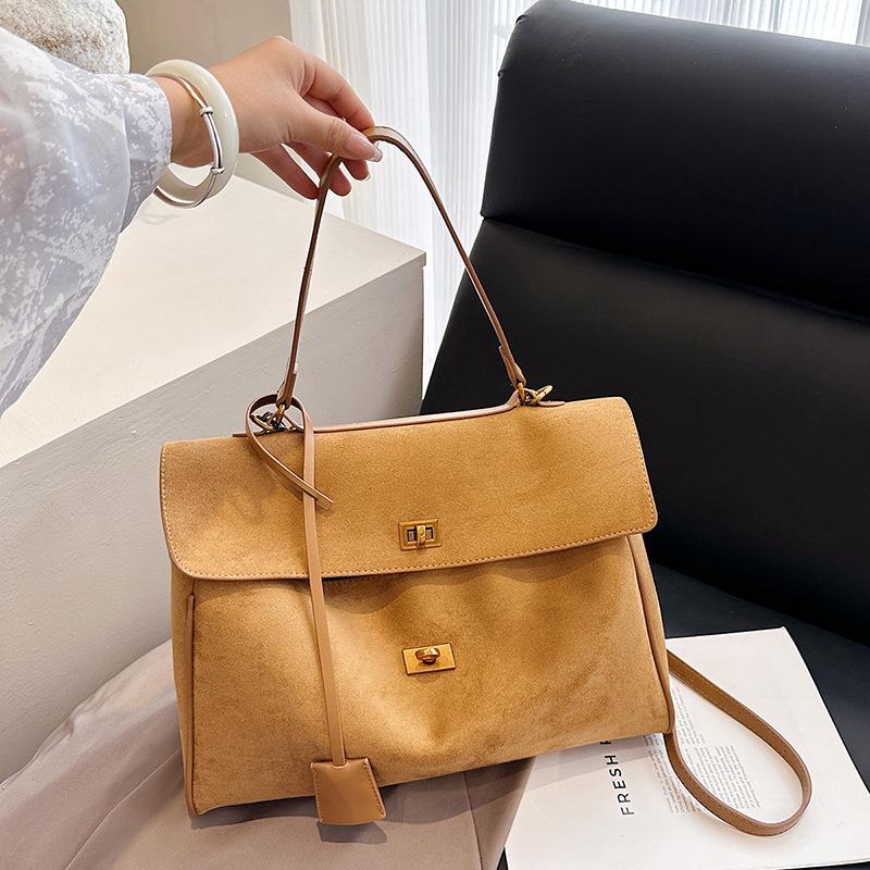 Rodeo Damen Handtasche aus echtem Leder, mattes Rindsleder, hochwertiges Gefühl, große Kapazität, Umhängetasche, Handtasche, Achseltasche 36*13*26 brown