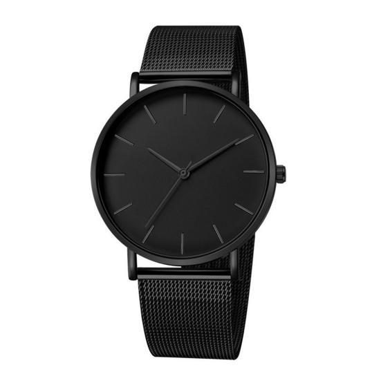 Herren Mesh-Armbanduhr Minimalistische Quarz-Analog-Uhr Einfaches rundes Zifferblatt Armbanduhr für Business Büro Freizeit