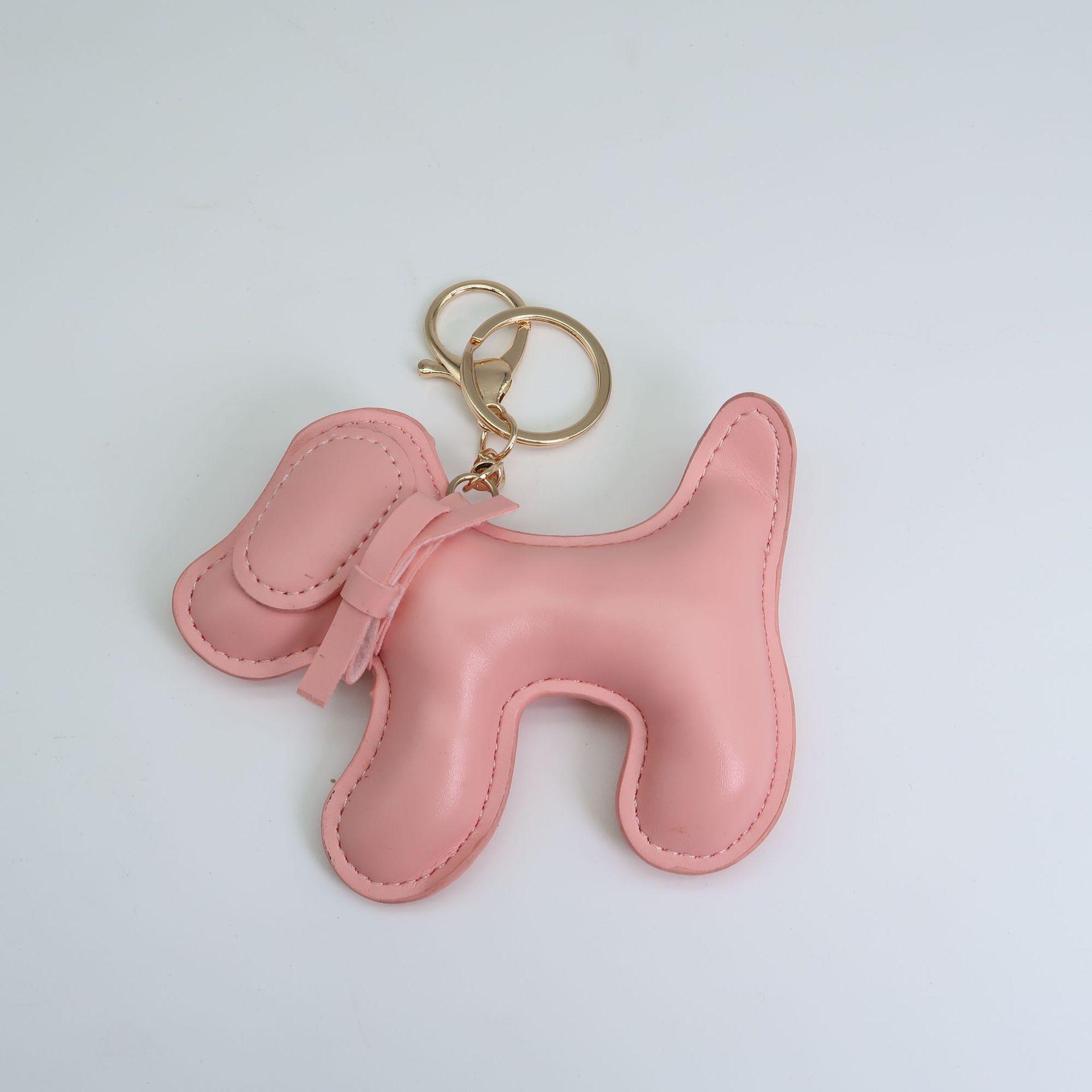 

Cute puppy bag pendant PU leather oil edge big dog bag pendant creative dog keychain bag pendant wholesale рожевий