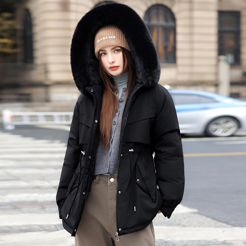 Pie Overcome Women's Medium and Long New Winter Loose Velvet Thickened Cotton-padded Jacket Tooling Jacket