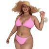 Europäischer & Amerikanischer Übergrößen Strass Schnür-Badeanzug - Einfarbiger Bikini ZY066