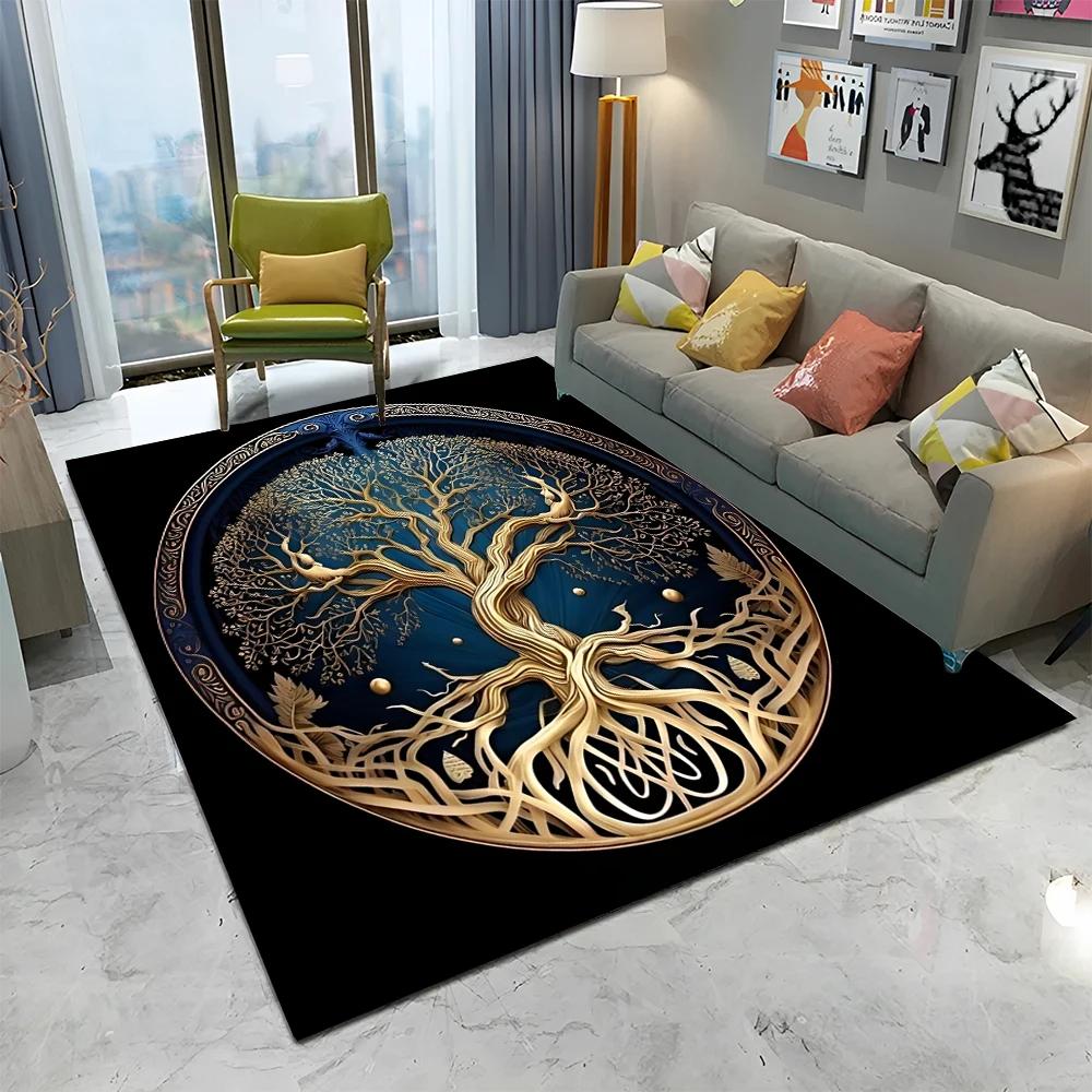 Viking Noorse Yggdrasil Levensboom Tapijt Vloerkleed voor Huis Woonkamer Slaapkamer Bank Deurmat Decoratie, Kinderkamer Vloerkleed Antislip Vloermat