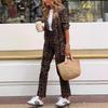 2024 Leopard Print Women's Autumn Winter Fashion Cardigan Jacket and Trousers Set