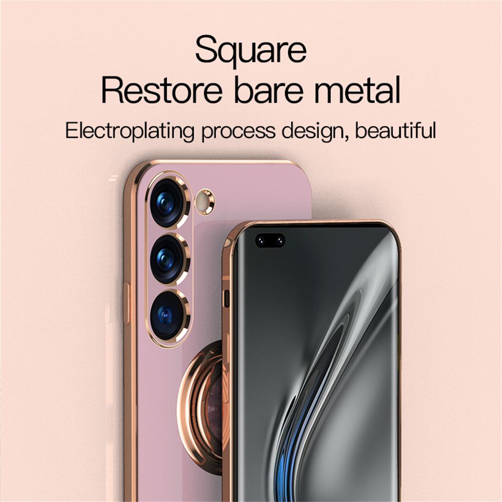 For Samsung Galaxy S23+ Case Precise Cutouts 6D Electroplating TPU Phone Cover with Ring Holder