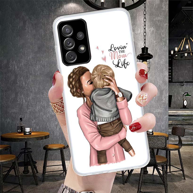 Baby Mom Girls Soft Phone Case For Samsung Galaxy A12 A22 A32 A52 A72 A02S A51 A50S A71 A70 A31 A20S Note 20 Ultra S10 A10S Gala