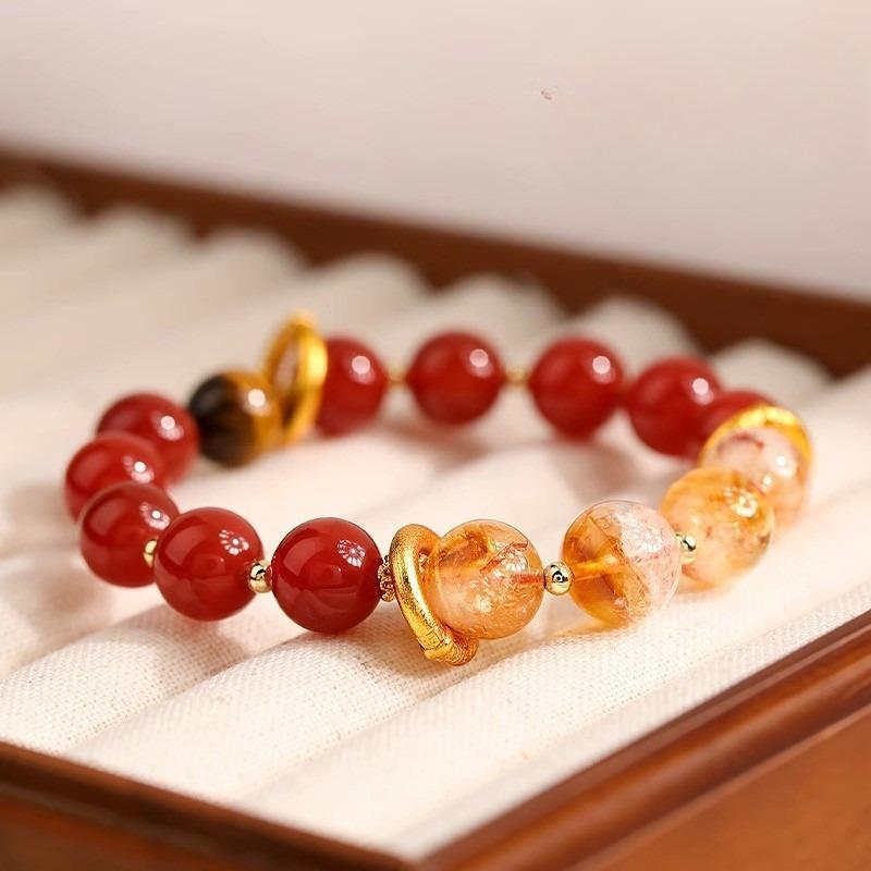 Red Agate and Yellow Crystal Bracelet, Nezha's Universe Circle Bracelet