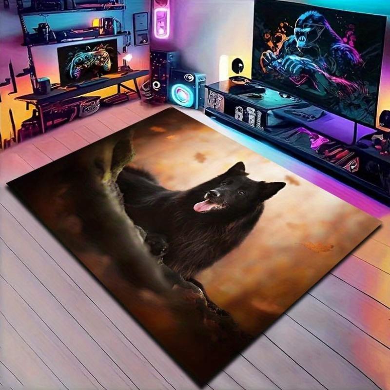 

Belgian Shepherd Dog Pattern Doormat on Yellow Background, Non-Slip Soft Home Decorative Rug for Living Room and Office 40x60cm