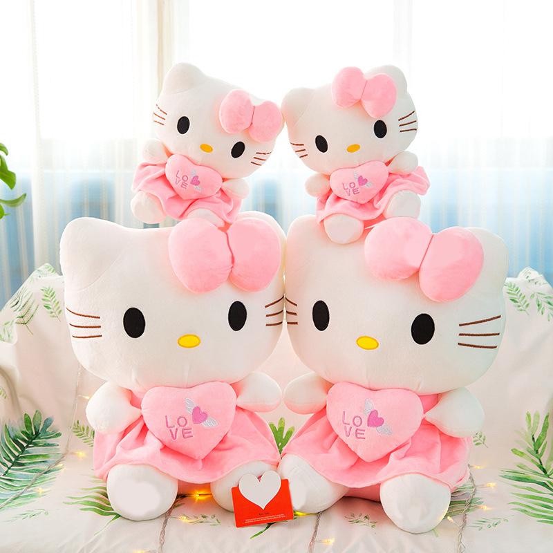 #*Cute Hello Kitty Pink Plush Stuffed Toys Anime Cartoon Plushie Doll Soft Stuffed Pillow Toys For Children Birthday Xmas Gifts