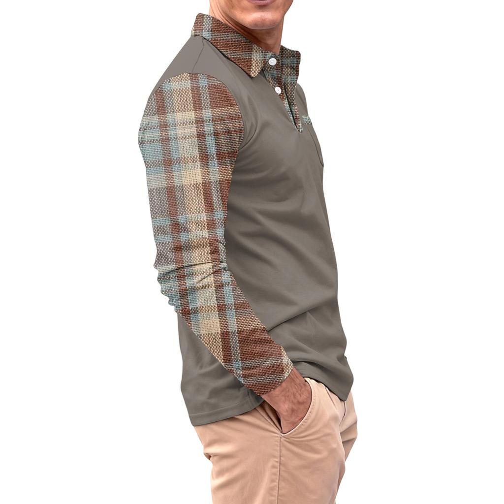 Men's Long,sleeved Collared Button,down Pocket Casual Top