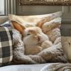 Cute Sleeping Bunny Pillow Cover 100% Polyester, Zipper Closure Modern Home Decor For Sofa, Living Room Bunny Pillowcase