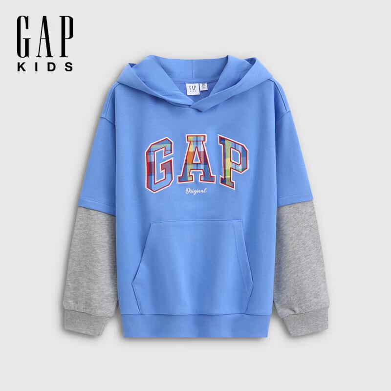 GAP Boys' Logo Patch Layered Look Hooded Sweatshirt