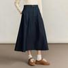 INMAN Damen High-Waist A-Linien Denim Midi-Rock