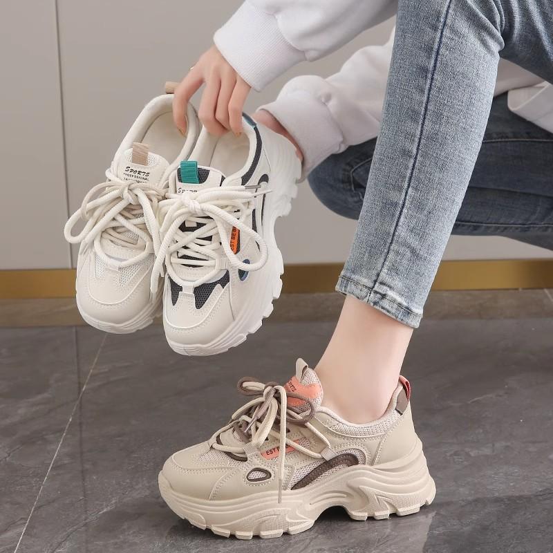 Mode Retro Damen Schuhe Frühling Herbst Plateau Schuhe Color Blocking Lässige Sneaker Modedesigner Schuhe Vielseitige Damen Sneaker