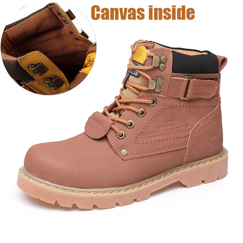 Fashion Genuine Leather Men's Winter Spring Ankle Treking Military Snow Yellow Tactical Boots Outdoor Footwear for Women Men Work Shoes